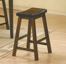 29-inch Bar Height Stools 2pc Set Saddle Seat Solid Wood Cherry Finish Casual Dining Furniture