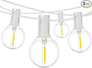 2-Pack 25Ft Outdoor LED String Lights with 50+4 Shatterproof LED Clear Plastic Globe Bulbs,Commercial Lighting for Patio Cafe Porch Bistro Party Wedding Christmas Indoor/Outdoor Decoration,White Wire by GreenHaven Gardens