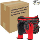 Evridwear Crinkle Latex Rubber Hand Coated Safety Work Gloves for Men Women General Multi Use Construction Warehouse Gardening Assembly Landscaping (XS-Size) Red 120 Pairs Pack by GreenHaven Gardens