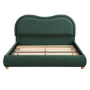 Queen Size Upholstered Platform Bed Frame with Rounded Corners Curved Headboard by HouseOfZazla