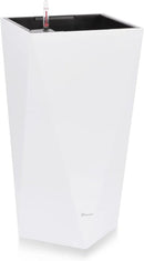 Dexceder 24 Inches Tall Self Watering Planter Diamond High Gloss Indoor Outdoor, Thickened Rhombus Large Floor Standing Flower Plant Pot with Water Level Indicator (White) by CozyNest Decor
