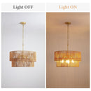 Chandelier, 2 Tier Boho Wabi Sabi Pendant Light, Hanging Ceiling Lamp - Gold