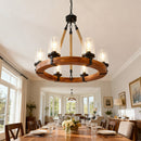 Rustic 6-Light Wagon Wheel Chandelier, Farmhouse Chandeliers