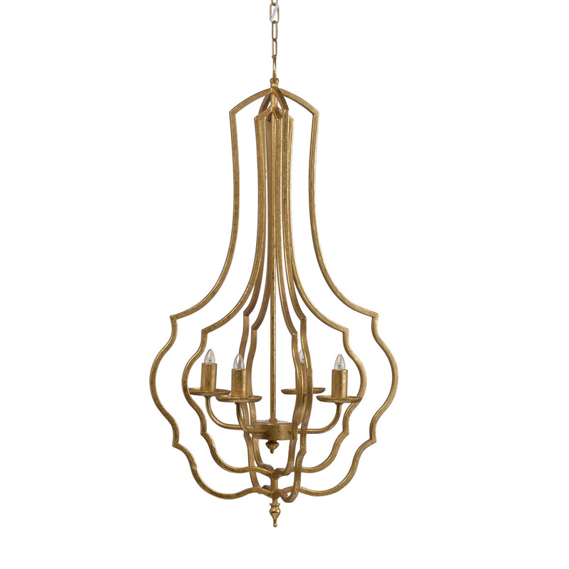 4 - Light Metal Chandelier, Hanging Light Fixture with Adjustable Chain for Kitchen Dining Room Foyer Entryway, Bulb Not Included