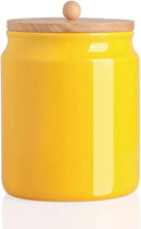 Sweejar Ceramic Kitchen Canisters, 58 FLOZ Porcelain Food Storage Jar with Airtight Seal Wooden Lid, Home Container Serving for Coffee Beans, Tea-leave, Sugar, Salt and More, Tool Bucket (Yellow) by CozyNest Decor