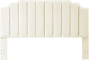 24KF Cream Velvet Tufted King Upholstered Headboard, Modern Vertical Channel Design California King Headboard with Stepped Silhouette Top Edge,Cream by CozyNest Decor