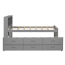 Platform Bed With Storage Headboard, USB, Trundle And 3 Drawers