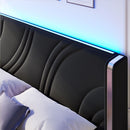Modern Upholstered LED Bed Frame With Storage Drawers, Wingback Headboard, RGB Light by HouseOfZazla