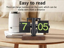 Flip Desk Clock, Retro Vintage Flip Desk Table Clock, Digital Sided Large Numbers Mechanical Flip Clock Wood Base for Living Room, Study Room and Office（Frosted Black） by CozyNest Decor