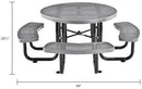 Global Industrial 46" Round Picnic Table, Perforated Metal, Thermoplastic Coating, Attached Benches, 1-1/2” Umbrella Pole Hole, Outdoor-Rated, 1000 lbs Capacity, Gray by GreenHaven Gardens