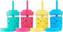 Elk and Friends Kids & Toddler Cups | The Original Glass Mason jars 8 oz with Silicone Sleeves & Silicone Straws with Stoppers | Smoothie Cups | Spill Proof Sippy Cups for Toddlers | 4 Pack by TinyTreasures Baby Boutique