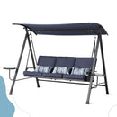 Steel 3 Seater Swing Porch Swing With Canopy - Blue by HouseOfZazla