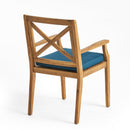 7 Pieces Acacia Wood Outdoor Dining Set with Blue Cushions
