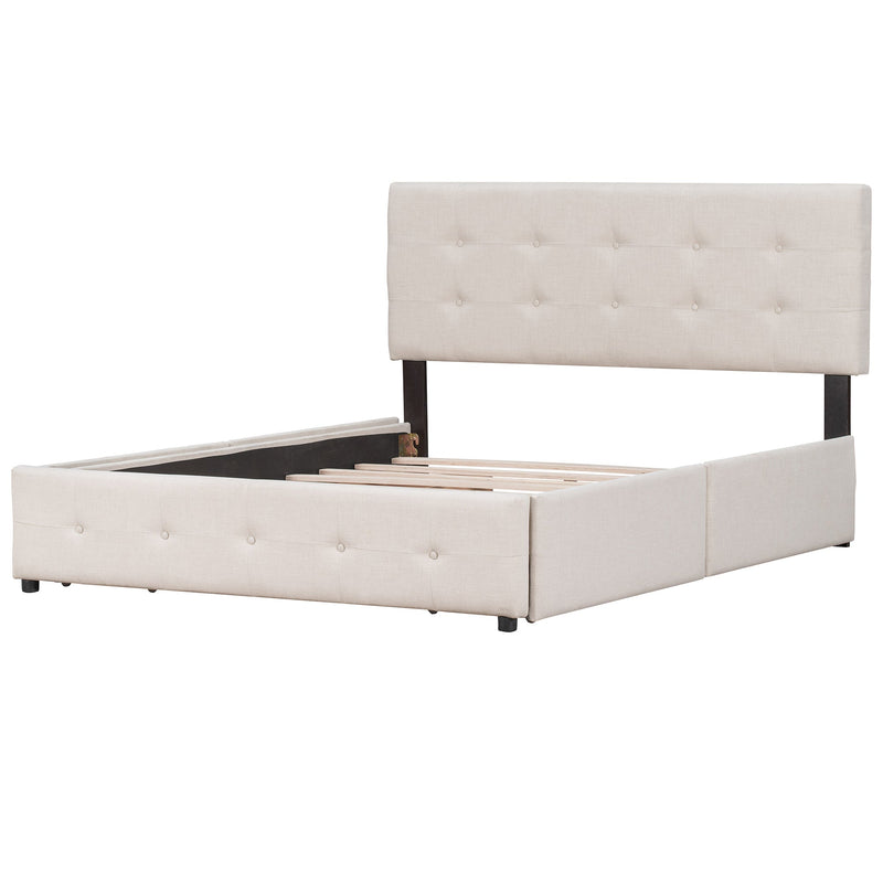 Walker Edison | Upholstered Platform Bed with Storage