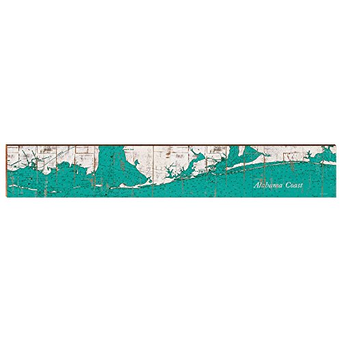Alabama Coastline Map | Wall Art Print on Real Wood