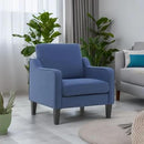 VINGLI Mid Century Modern Accent Chair, Navy Blue Fabric Accent Chairs for Living Room, Upholstered Armchair with Scooped Arms for Bedroom, Apartment, Studio, Office, Waiting Room by CozyNest Decor