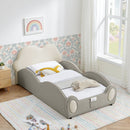 Cute Cloud Shape Bed With Guardrails Cartoon Design, Storage Pocket