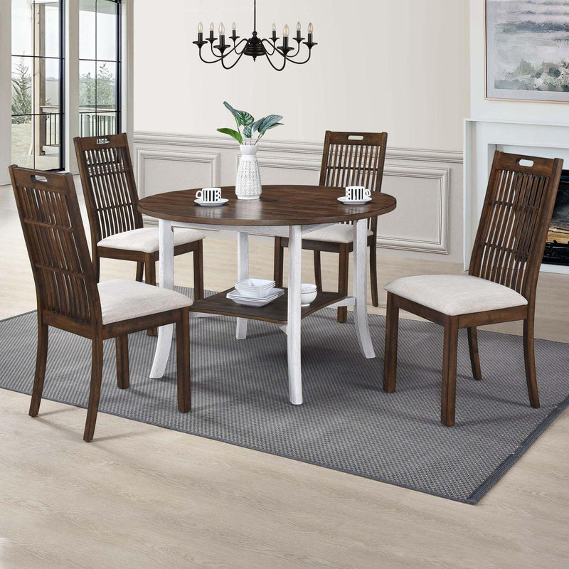WOODHOMER Round Dining Furniture Set 1Table with 4 chairs