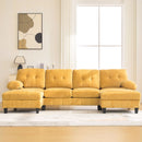 U-Shaped Sectional Sofa 103.5" Fabric Couch With Dual Chaise Lounges, Storage Pockets, Armrest Pillows by Unique Piece Furniture