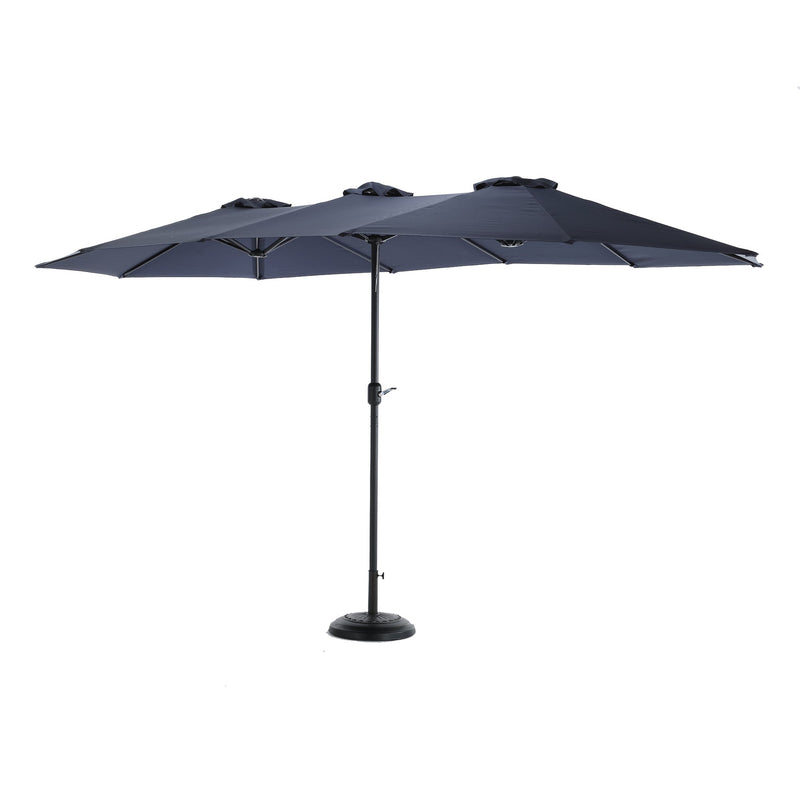 14.8 Ft Double Sided Outdoor Umbrella Rectangular Large with Crank (Navy blue)