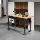 48" Adjustable Work Bench, Rubber Wood Top Workbench Heavy-Duty Work Table with Power Outlet, 2000 LBS Load Capacity Hardwood Work Benches for Garage, Workshop, Home, Office, Easy Assembly by GreenHaven Gardens