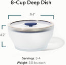 Anyday 8-Cup Microwave Cookware & Glass Container with Glass Lid, Plastic-Free Deep Food Storage | Stackable Airtight Steamer with Vented Lid for Microwave-Safe Reheating, Steaming Vegetables & Rice by TinyTreasures Baby Boutique