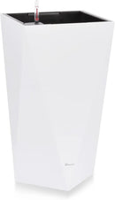 Dexceder 20 Inches Tall Self Watering Planter Diamond High Gloss Indoor Outdoor, Thickened Rhombus Large Floor Standing Flower Plant Pot with Water Level Indicator (White) by CozyNest Decor