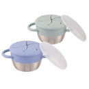 Elk and Friends Stainless Steel Snack Cups | Removable Silicone Food Catcher and Travel Lid | Spill-Proof Snack Containers for Baby, Toddler, Kids | Dishwasher Safe | 2 Pack by TinyTreasures Baby Boutique