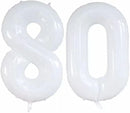 GOER Number 80 Balloons for 80th Birthday Party Decorations,42 Inch Jumbo Foil Helium Balloons for 80th Anniversary (White) by TinyTreasures Baby Boutique