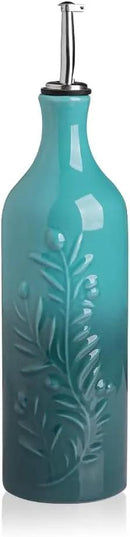 Sweejar Large Olive Oil Dispenser Bottle with Spout, 24 Oz Ceramic Oil Dispenser for Kitchen, Relief Opaque Oil Cruet, Oil Container for Cooking, EVOO, Avocado Oil, Vinegar, Pack of 1 (Gradient Blue) by CozyNest Decor
