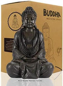 Goodeco 11.4" Meditating Buddha Statue Home Decor - Meditation Gifts for Room/Garden/Patio/Deck/Porch Yard Art Decoration, Zen Decor Buda Statues with Natural Wood Beaded Necklace by GreenHaven Gardens