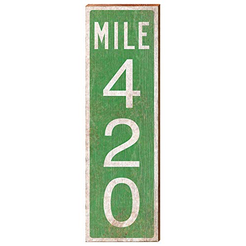 420 Mile Marker Wooden Sign | Wall Art Print on Real Wood