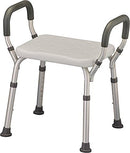 HEALTHLINE Adjustable Shower Bench with Arms – Lightweight Bath Seat with Padded Handles, Height 15"–20", White Plastic Seat with Drainage Holes, for Balance Assistance in Shower/Tub, 300 lb Capacity by TinyTreasures Baby Boutique