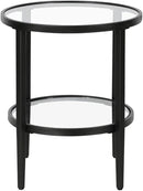 Henn&Hart 20" Wide Round Side Table with Glass Shelf in Blackened Bronze, Table for Living Room, Bedroom by CozyNest Decor