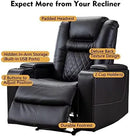 CANMOV Electric Power Recliner Chair Set of 3, Breathable Leather Home Theater Seating with Hidden Arm Storage, Power Recliner Chair with USB Ports and Cup Holders for Living Room,Black by CozyNest Decor