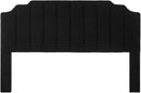 24KF Black Teddy Fabric Tufted King Upholstered Headboard, Modern Vertical Channel Design California King Headboard with Stepped Silhouette Top Edge,6026-K-Teddy Black by CozyNest Decor