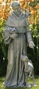 Joseph's Studio by Roman, 36.5" H St. Francis with a Fawn Garden Statue, Religious Outdoor Decor by GreenHaven Gardens