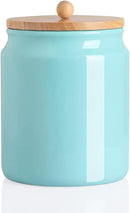 Sweejar Ceramic Kitchen Canisters, 58 FLOZ Porcelain Food Storage Jar with Airtight Seal Wooden Lid, Home Container Serving for Coffee Beans, Tea-leave, Sugar, Salt, Tool Bucket (Turquoise) by CozyNest Decor