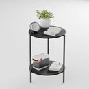 Side Table, Round End Table with 2-Layer Storage Rack, 15.7" Small Spaces Circle Table, Metal Frame Design Small Side Tables, for Living Room, Bedroom, Black by CozyNest Decor
