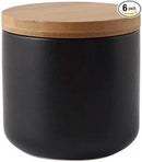 MilkyWay Food Storage Jar Strong Ceramic Storage Canisters with Airtight Seal Bamboo Lid Modern Design Seal Damp-Proof Kitchen Jar for Coffee, Tea, Spice and More (Black(S: 8.7oz/260ml)) by CozyNest Decor