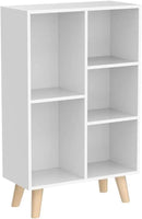 IOTXY Wooden Open Shelf Bookcase - 3-Tier Floor Standing Display Cabinet Rack with Legs, 5 Cubes Bookshelf, Warm White by CozyNest Decor