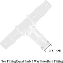 5/8" Tee Fitting Equal Barb 3 Way Hose Barb Fitting，Splicer Joint Mender Adapter Union Fitting for Fuel Gas Liquid Air (Pack of 5) by GreenHaven Gardens