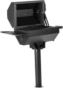 Ash & Ember Park-Style Grill/Smoker, 260 Sq In Charcoal Grill with Cover, 17.5"x11.5" Grate, Side Shelf for Food Prep, Single Post Permanent Park-Style Grill for Outdoor Backyard BBQ by GreenHaven Gardens