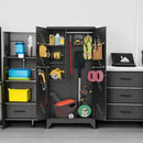 75" Metal Storage Cabinet, Tool Cabinets with Hooks, Garage Storage Cabinet with Lock, Heavy-Duty Tool Cabinet for Utility Room, Gym, Basement, Broom Closet Cabinet, Black by CozyNest Decor