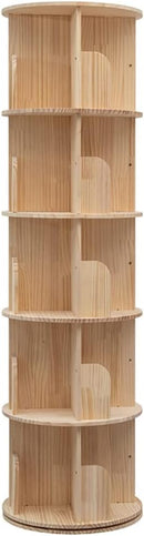 Rotating Bookshelf, 360 Display 5 Tier Floor Standing Bookcase Storage Rack for Kids&Adult, Wood Narrow Book Shelf Organizer for Bedroom, Living Room, Study Room(63 * 17.32 * 17.32inch) by TinyTreasures Baby Boutique