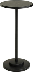 Masupu Drink Table, Round Side Table for Small Spaces, Pedestal Side Table, Small End Table with Metal Base, for Living Room, Bedroom, Bathroom, Black by CozyNest Decor