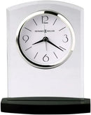 Howard Miller Landre Tabletop Clock – Beveled Glass Arch Alarm Clock Quiet Sweep Second Hand Black Wooden Base Battery Operated Quartz Movement Ideal for Desk Bedroom or Office Décor by CozyNest Decor