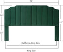 24KF Jade Velvet Tufted King Upholstered Headboard, Modern Vertical Channel Design California King Headboard with Stepped Silhouette Top Edge,Jade by CozyNest Decor