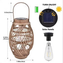 pearlstar Outdoor Solar Lanterns Light Rattan Bamboo Lamp with Handle for Hanging or Table Lamp for Patio Yard Garden Wedding Home Decoration, Edison Bulb, Auto on/Off(Style2) by GreenHaven Gardens
