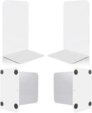 VONDERSO Metal Bookends White, 2 Pairs Metal Bookends Heavy Duty for Shelves Decor Home Office, Unique White Book Ends Supports Anti-Slip for Kids Girls by CozyNest Decor